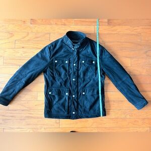 Zara Men's Black Military Field Jacket with Snap Pockets